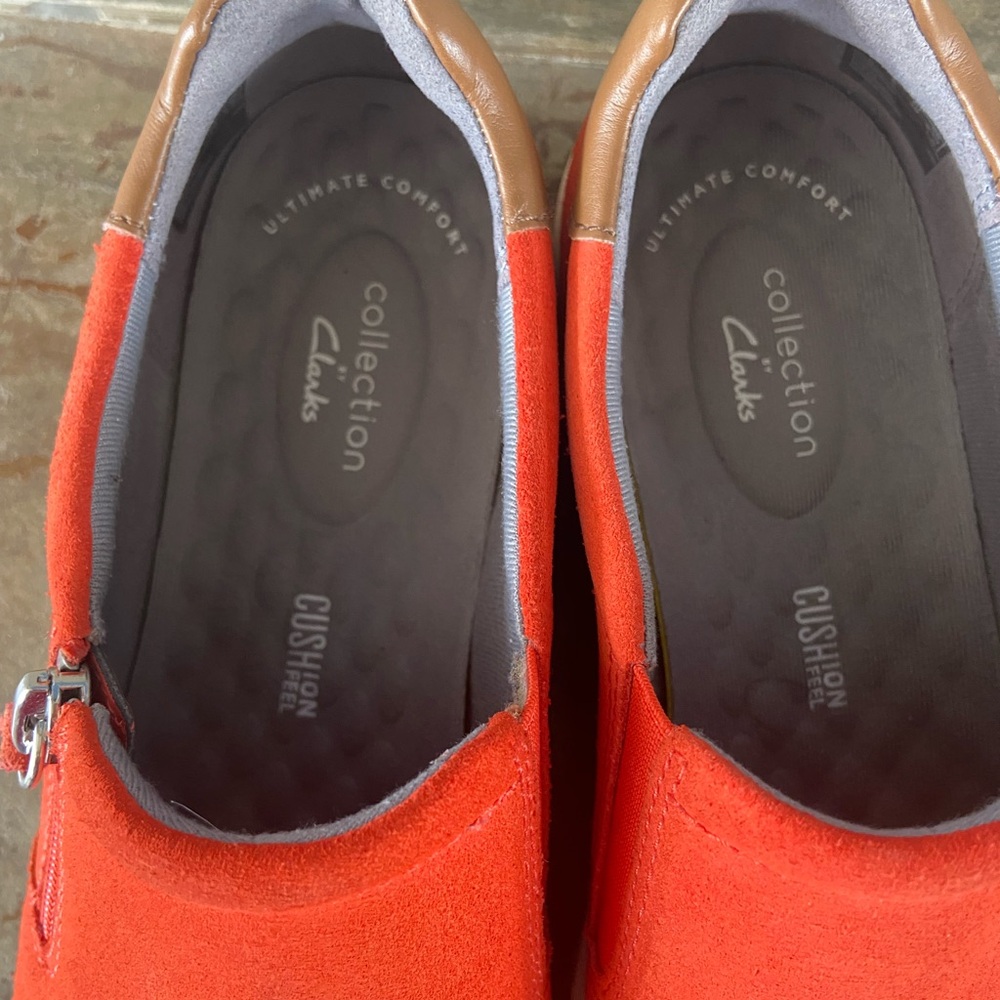 Clarks Layton Step Orange Suede Platform Shoes - Picture 5 of 7